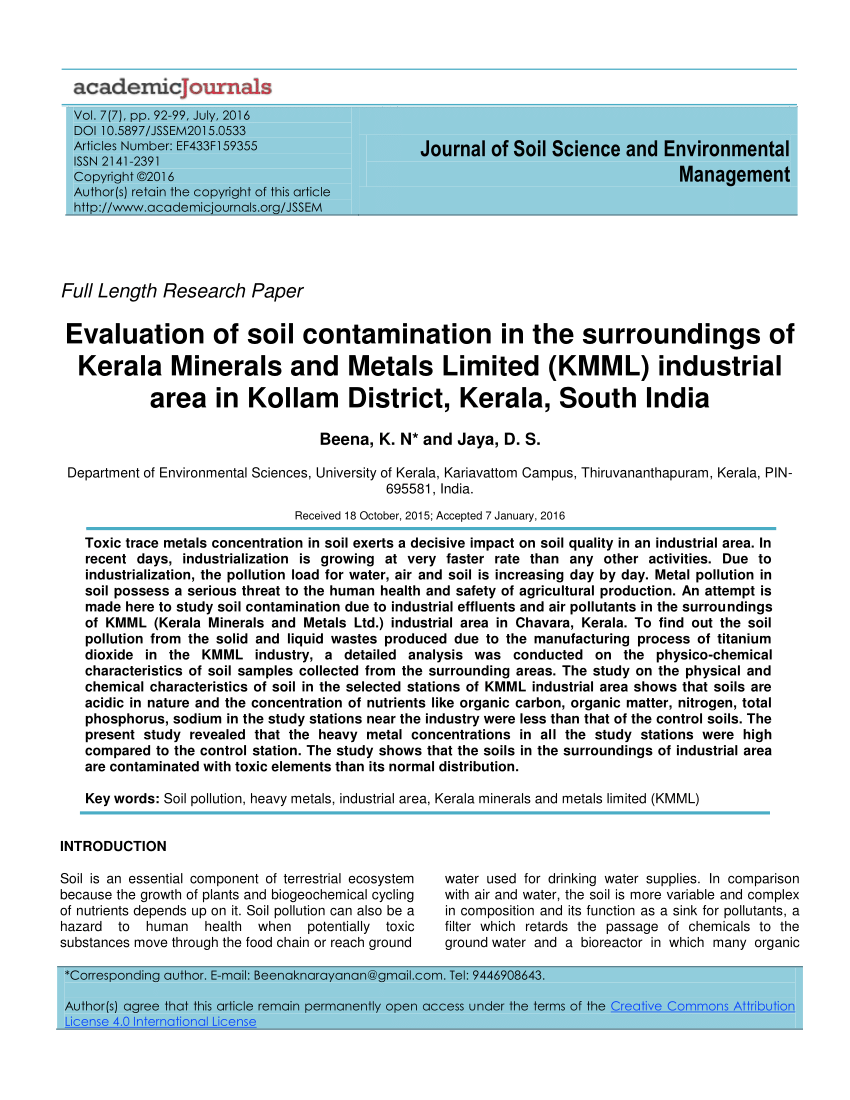 soil pollution case study in kerala