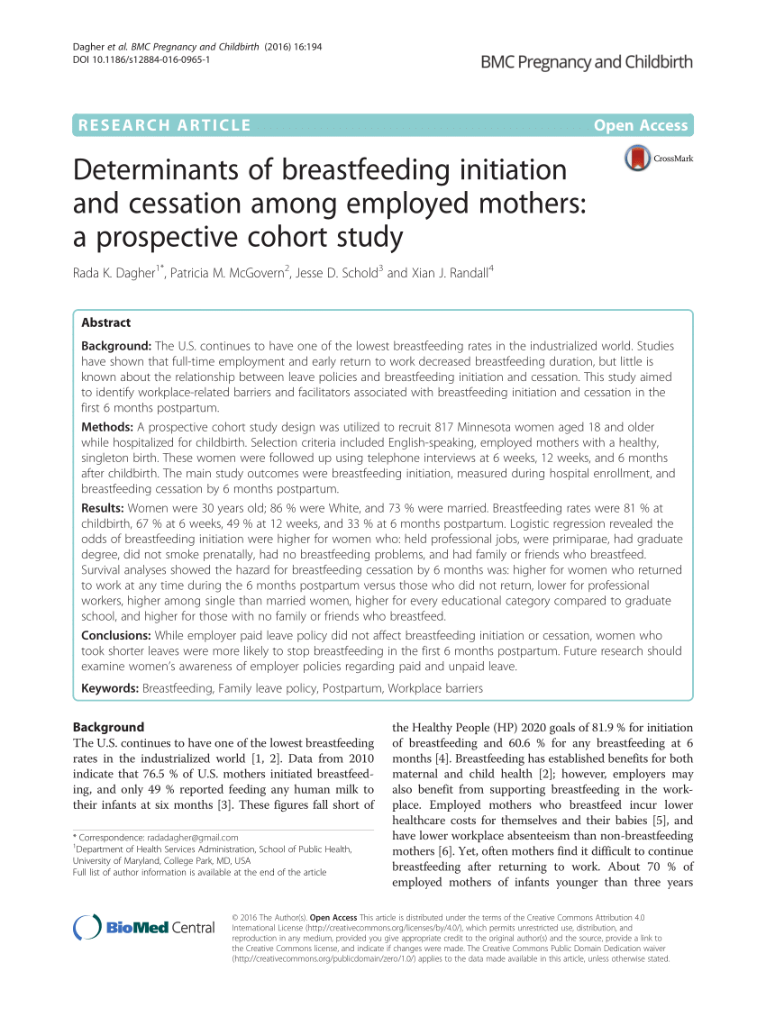 PDF) Determinants of breastfeeding initiation and cessation among