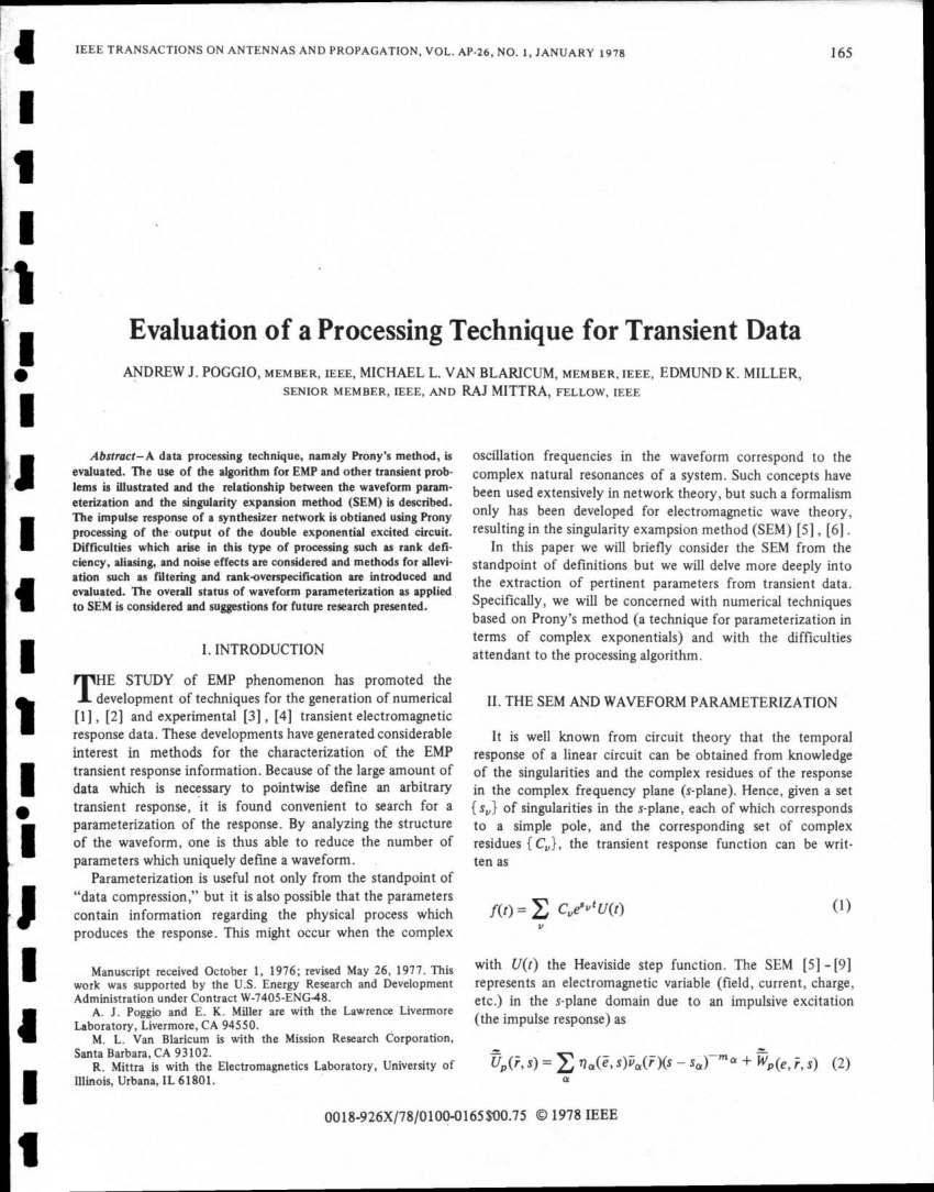 PDF Evaluation of a Processing Technique for Transient Data