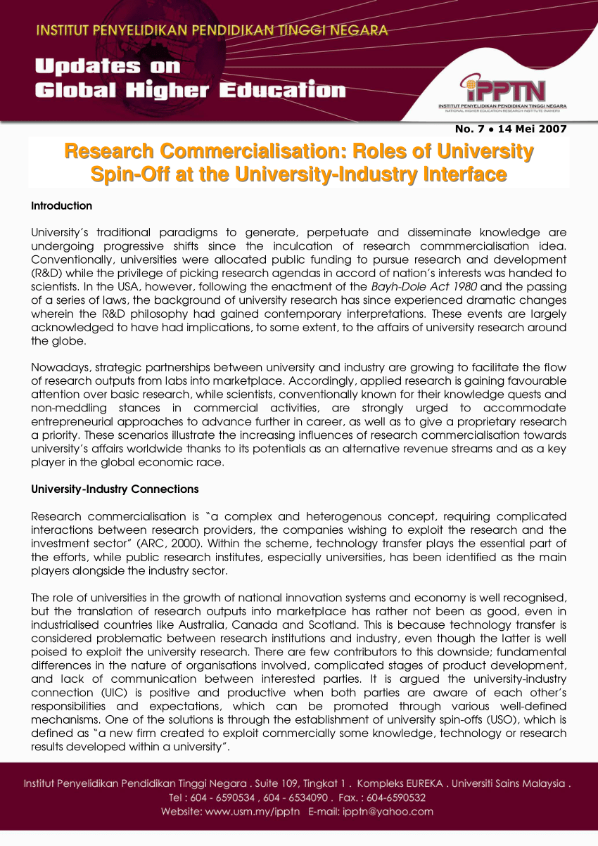 university research commercialisation consultation paper