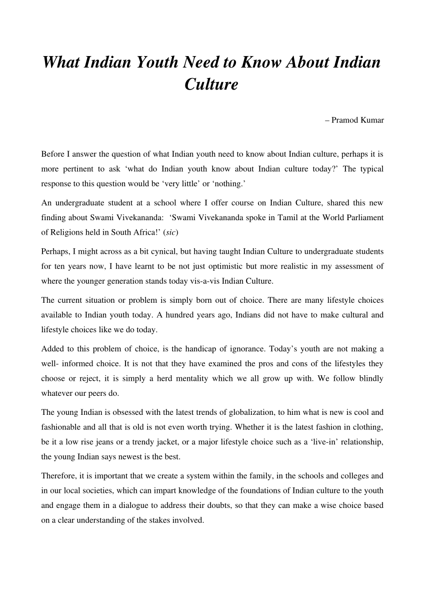 indian youth essay