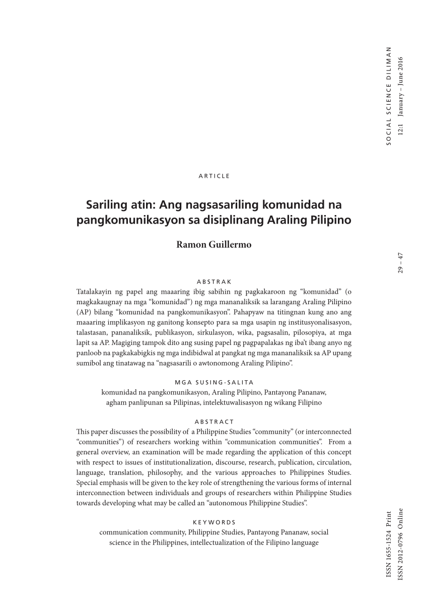 (PDF) Sariling atin: Ang nagsasariling komunidad na pangkomunikasyon sa