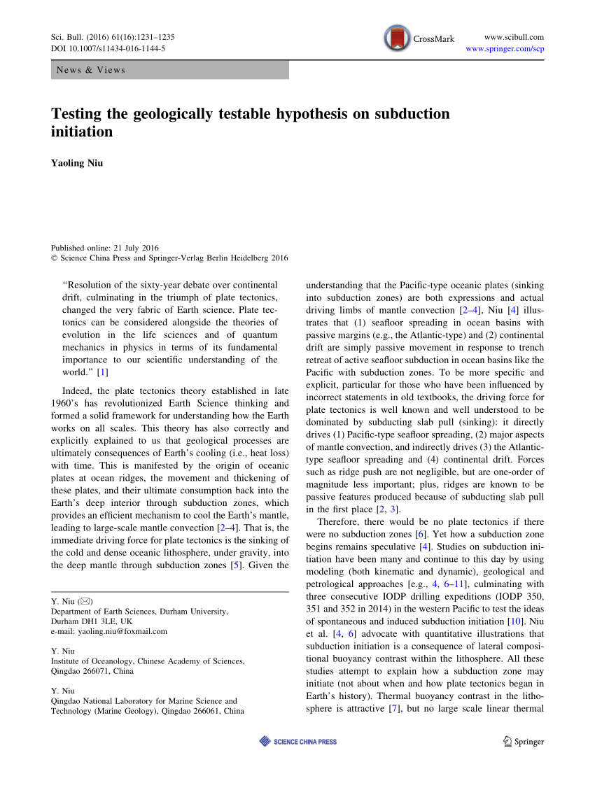 development of hypothesis testing in the geography fet memorandum