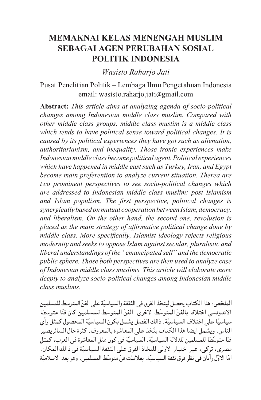 PDF Islam Populer Sebagai Pencarian Identitas Muslim Kelas Menengah