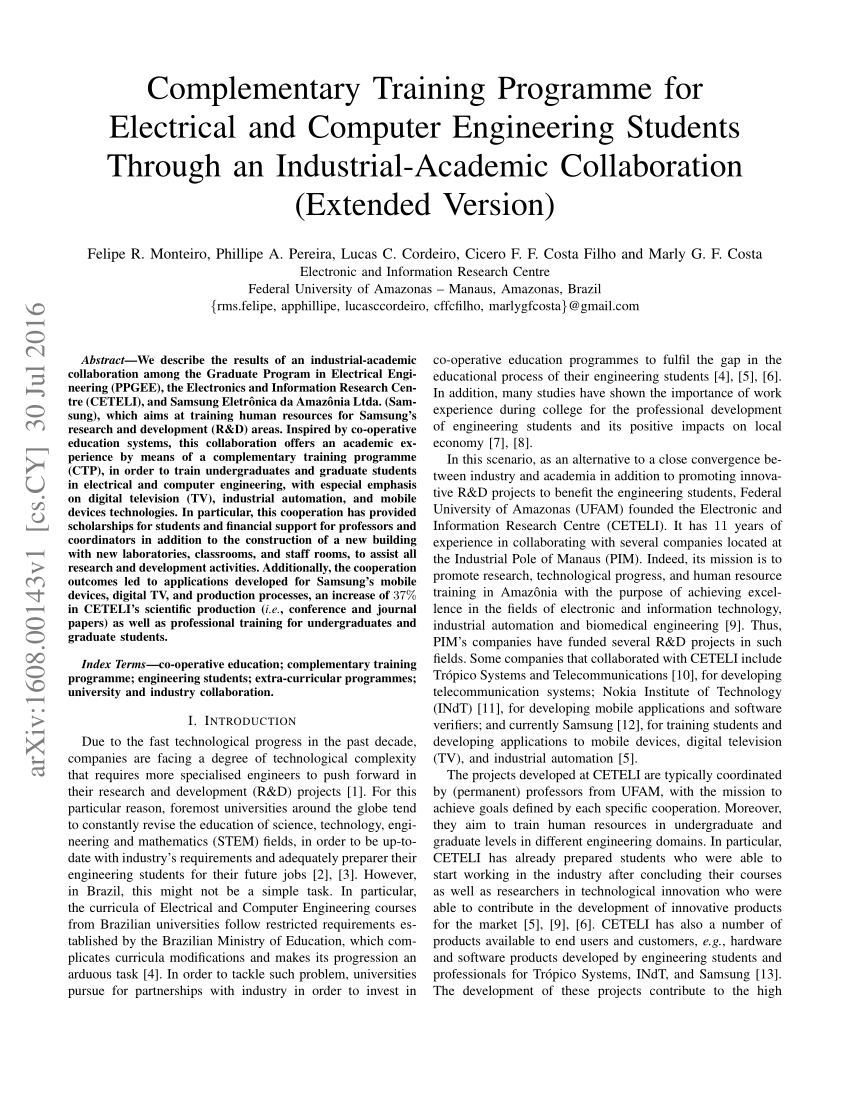 Pdf Complementary Training Programme For Electrical And Computer Engineering Students Through An Industrial Academic Collaboration Extended Version