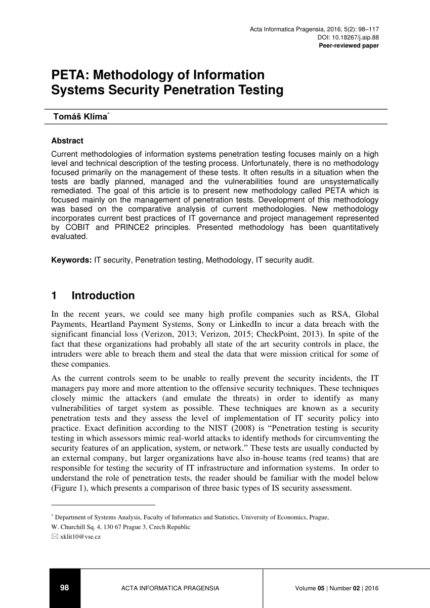 PDF) PETA: Methodology of Information Systems Security Penetration ...