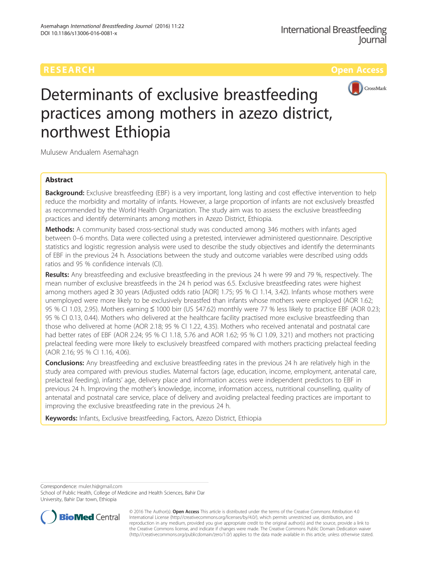 research proposal on exclusive breastfeeding in ethiopia
