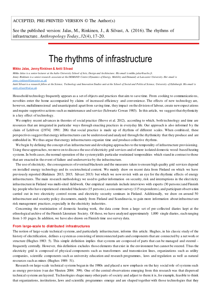 Pdf The Rhythms Of Infrastructure