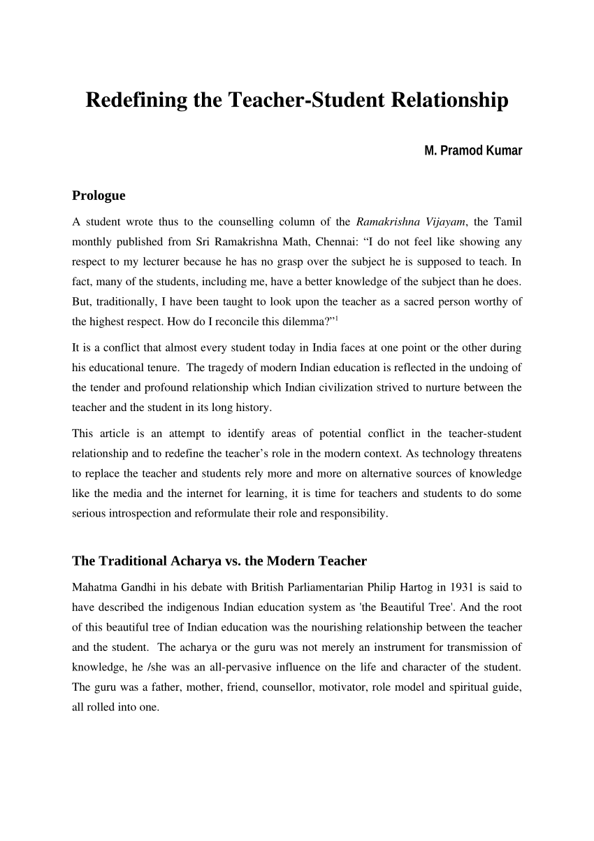 essay on teacher and student relationship