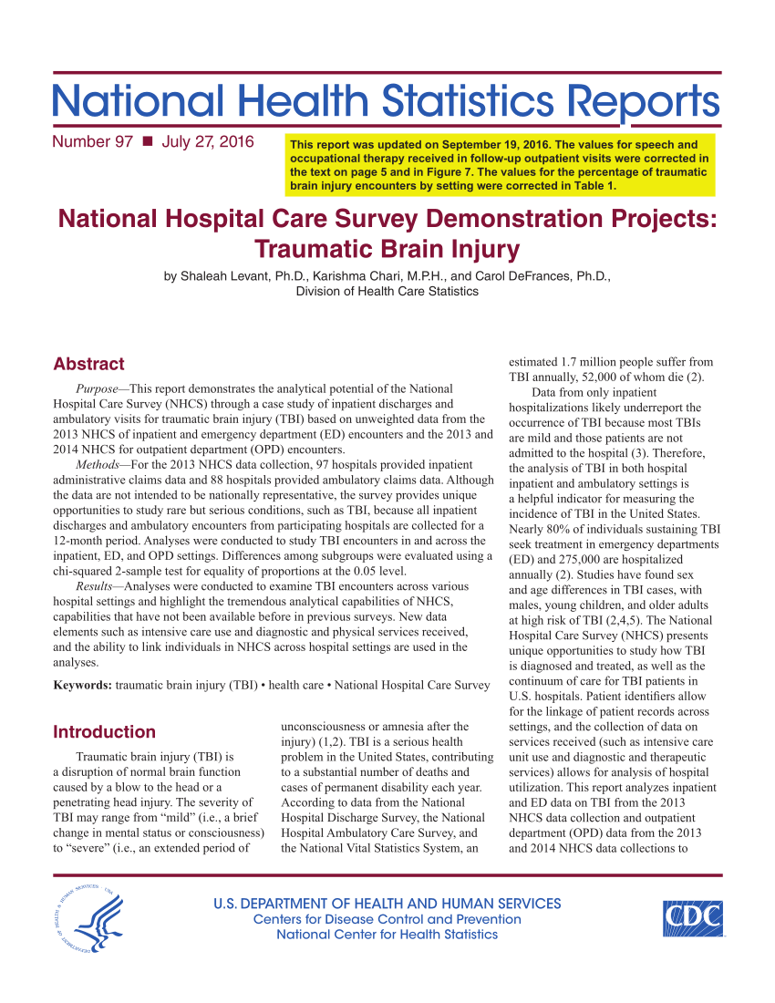 (PDF) National Hospital Care Survey Demonstration Projects: Traumatic ...