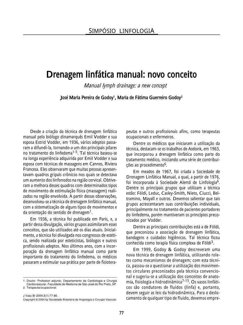 PDF) Drenagem linfática manual: novo conceito