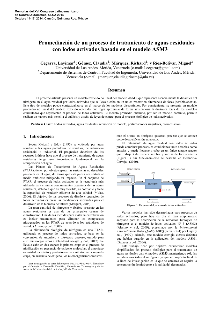 PDF) Promediación de un proceso de tratamiento de aguas residuales con  lodos activados basado en el modelo ASM3