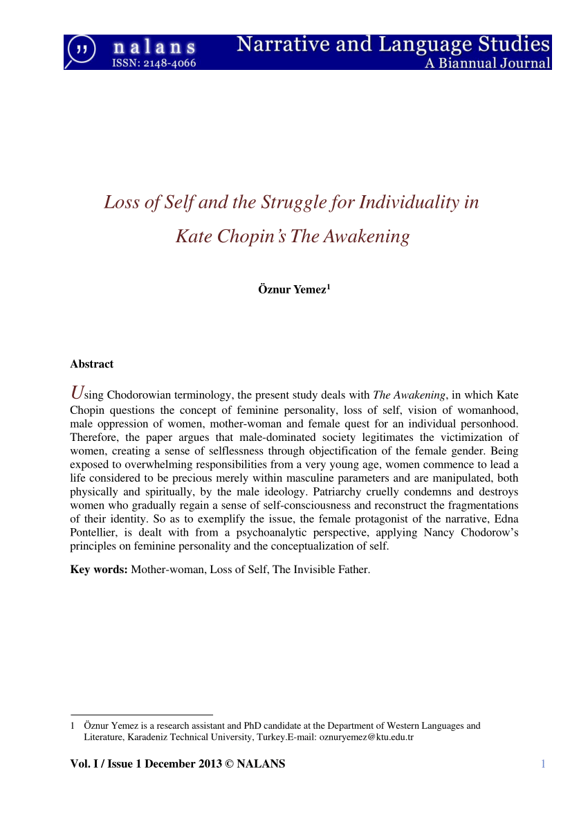 PDF) Loss of Self the for Individuality in Kate Chopin's The Awakening