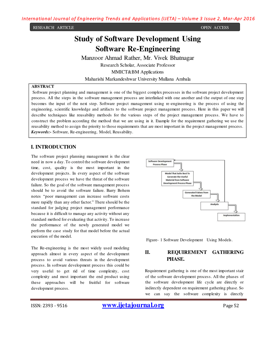 (PDF) Study of Software Development Using Software Re-Engineering