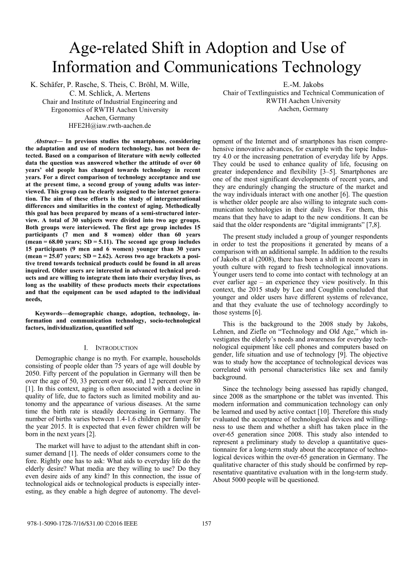 Pdf Age Related Shift In Adoption And Use Of Information And