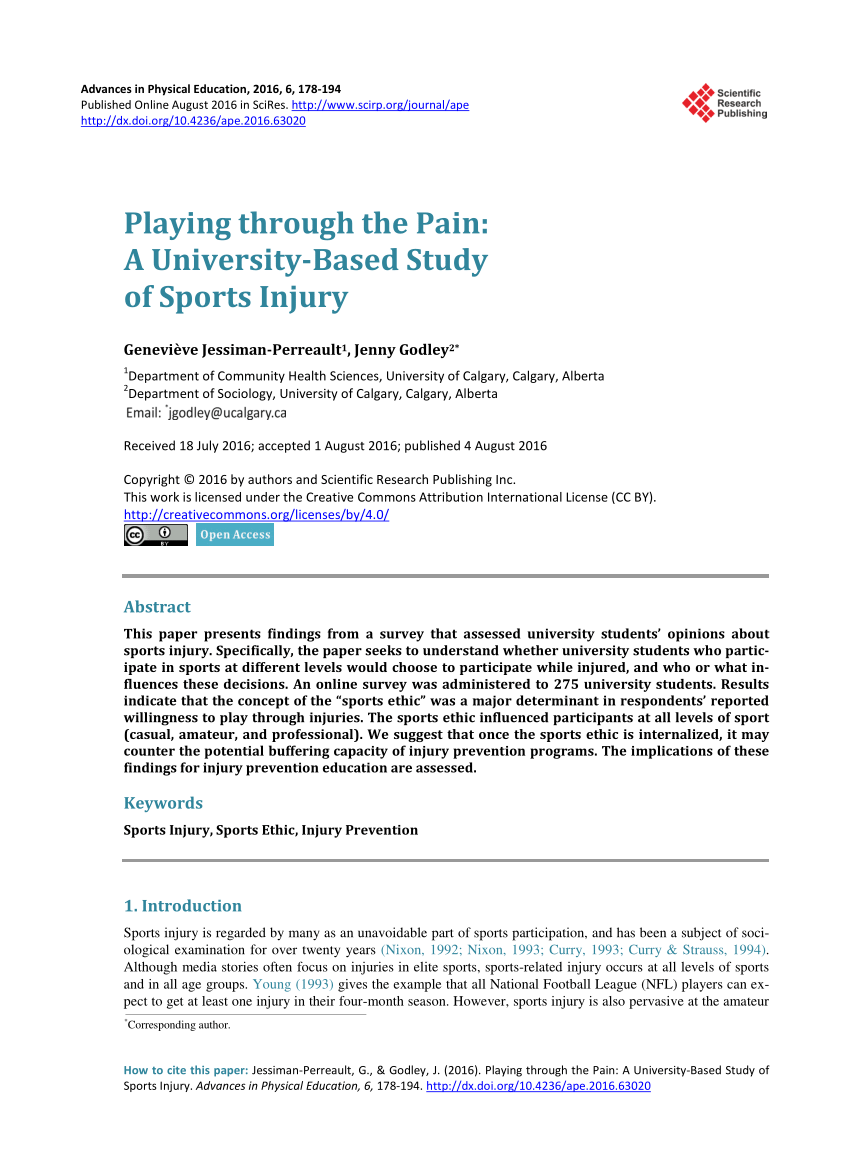 sports injury essay example