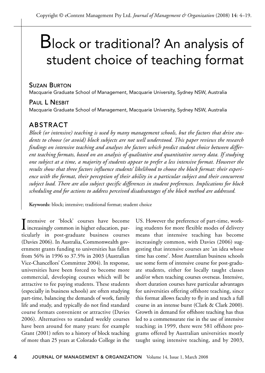 Bloc Reviews and Student Outcomes