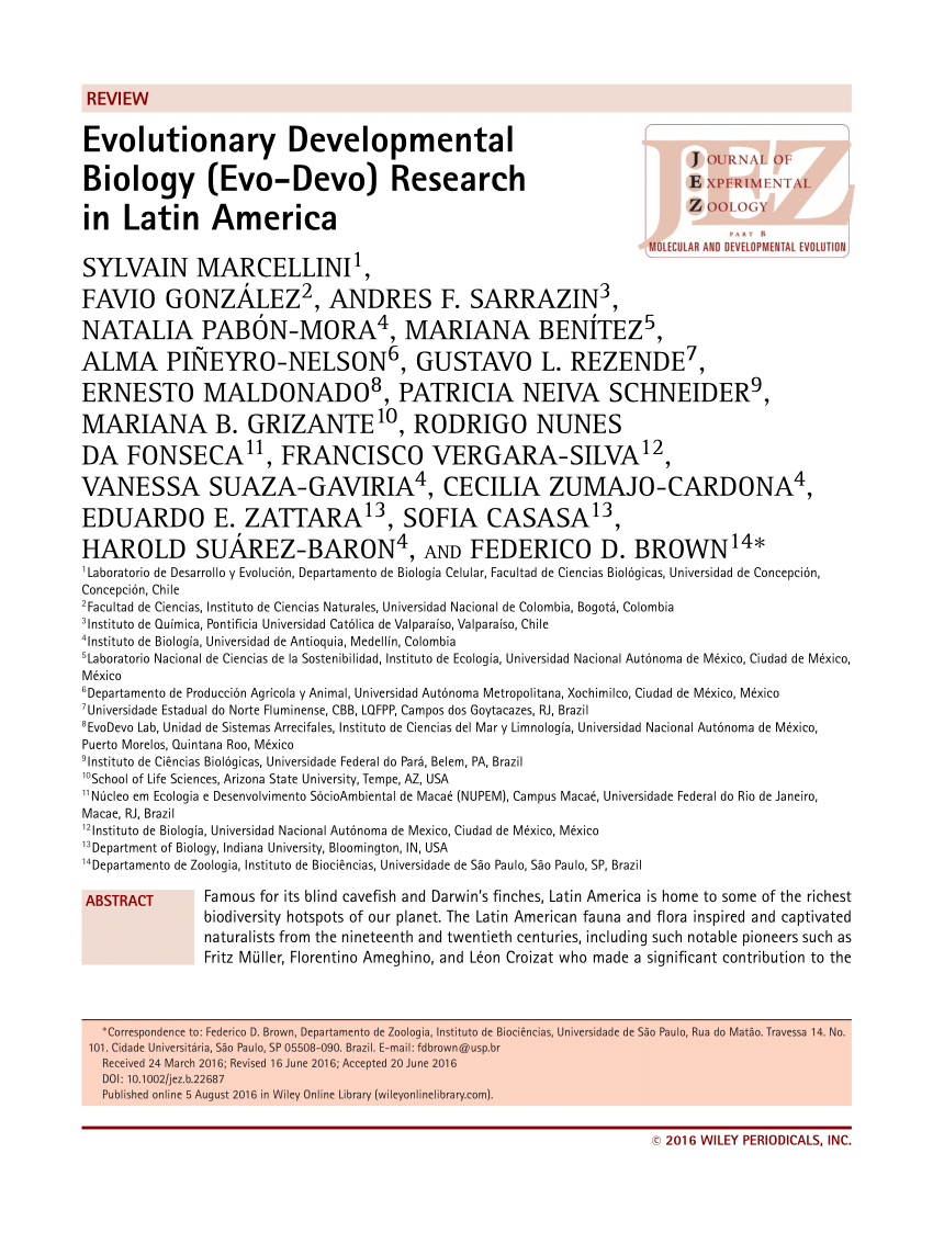 PDF) Evolutionary Developmental Biology (Evo-Devo) Research in Latin America EVO-DEVO IN LATIN AMERICA pic picture