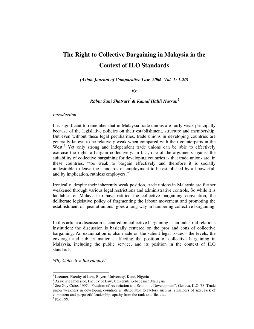 pdf) the right to collective bargaining in malaysia in the context