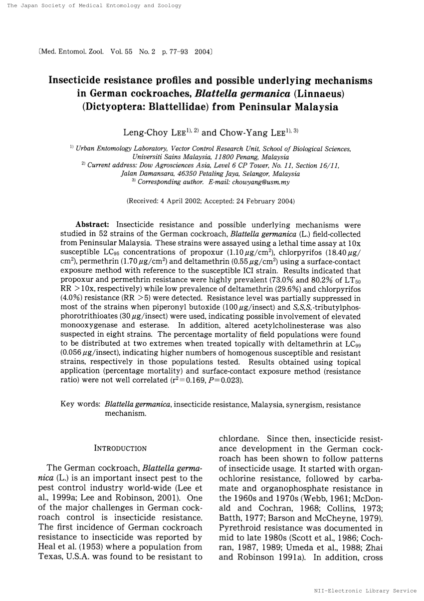 PDF) Insecticide resistance profiles and possible underlying 