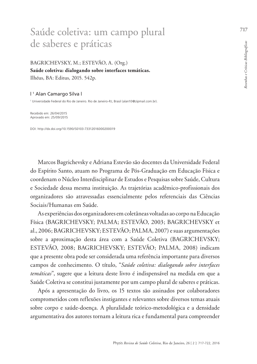 Pdf Saúde Coletiva Um Campo Plural 717 De Saberes E Práticas 7418