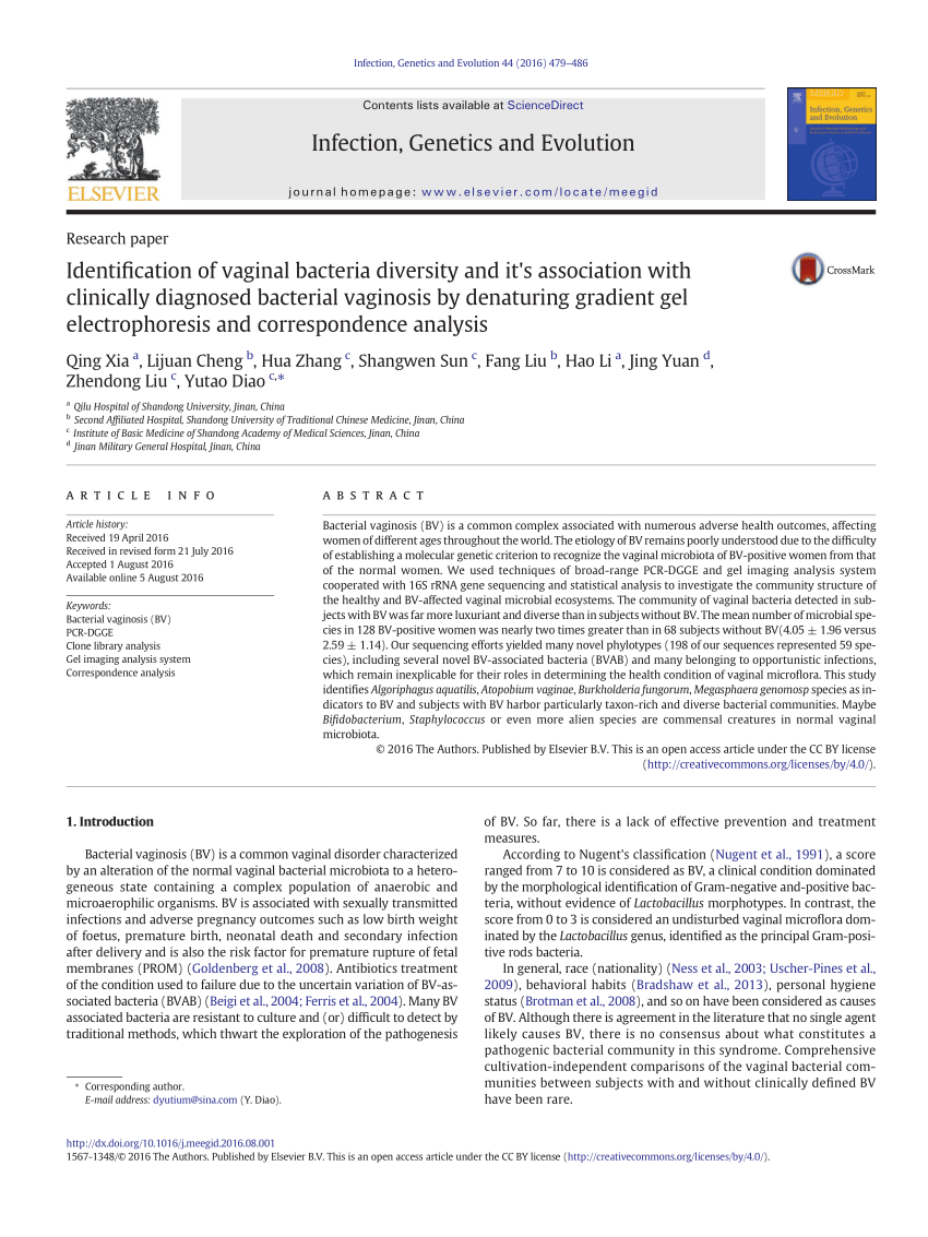 Pdf Identification Of Vaginal Bacteria Diversity And Its Association With Clinically