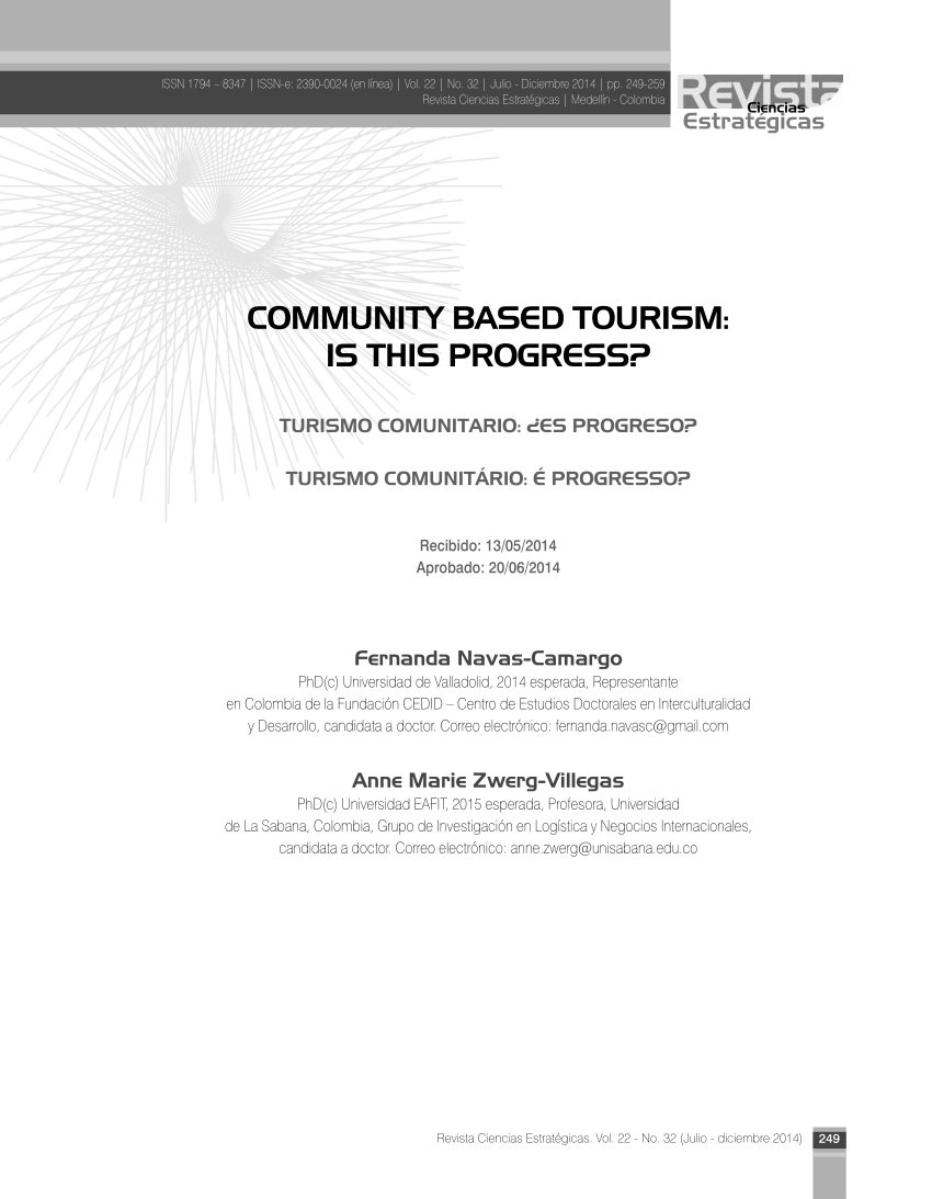 Pdf Community Based Tourism Is This Progress