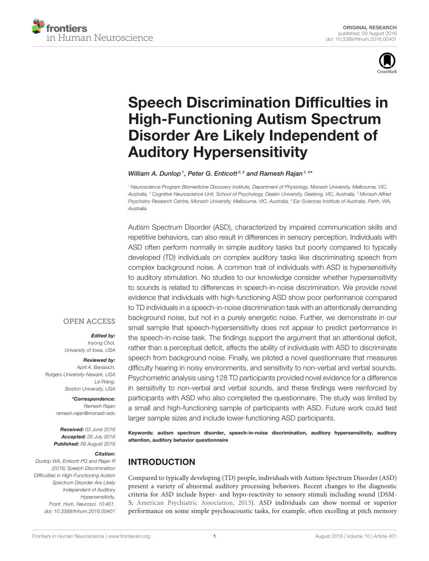 aspergers auditory sensitivity