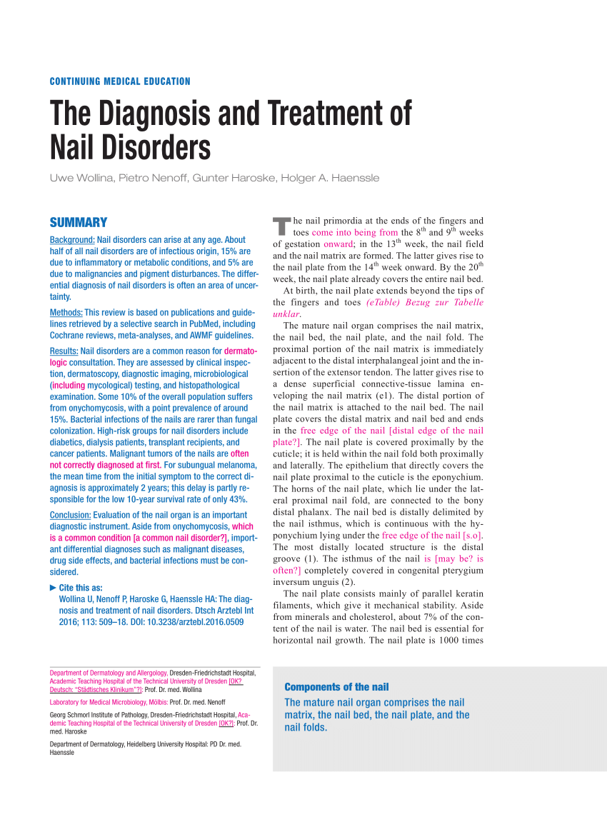Nail Disorders Chart