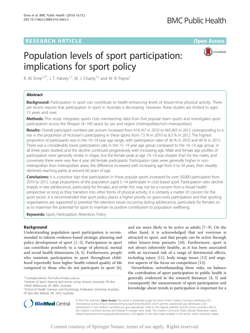 PDF) Population levels of sport participation implications for sport policy
