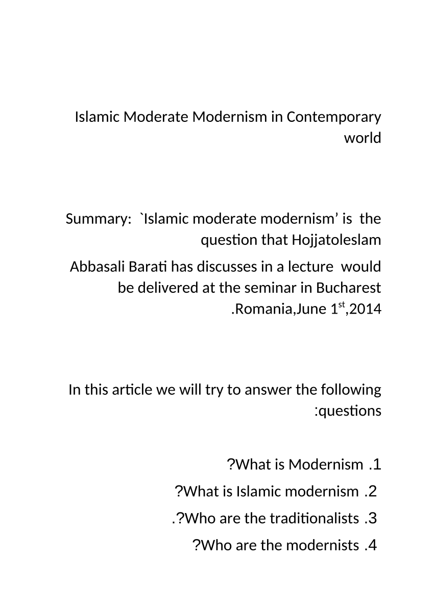 modernism summary