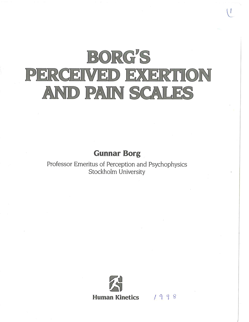 Pdf Borg S Perceived Exertion And Pain Scales