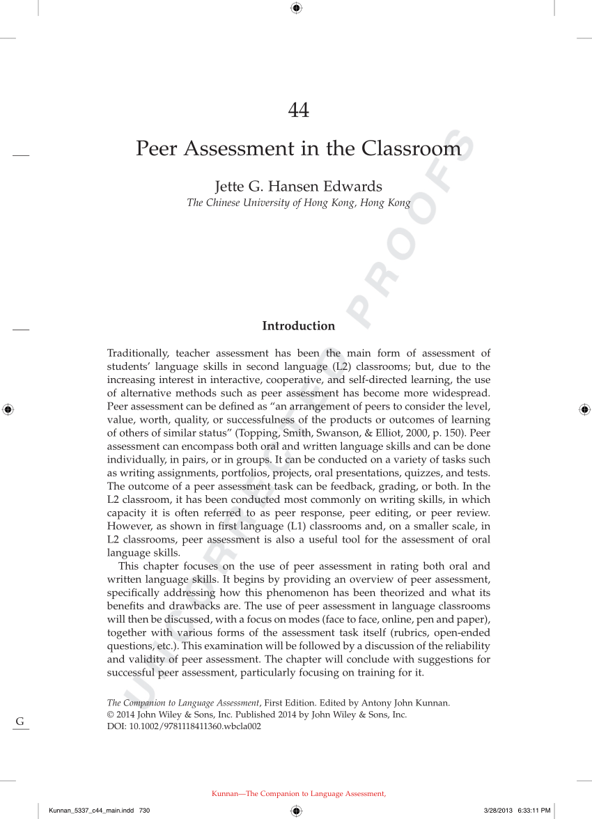 peer assessment in teacher education