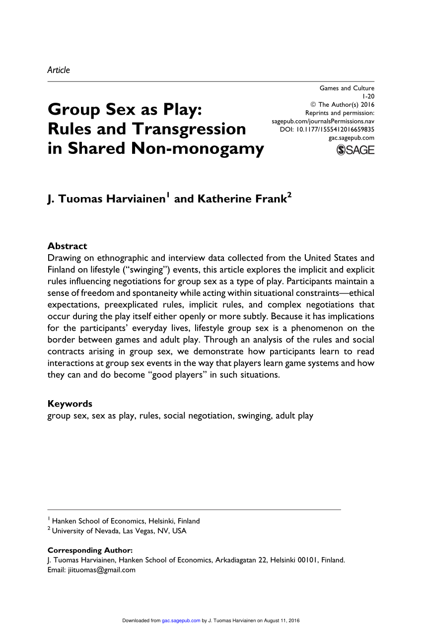 PDF) Group Sex as Play Rules and Transgression in Shared Non-monogamy picture