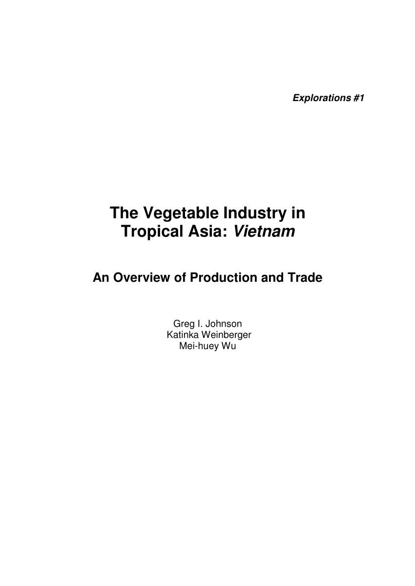 Pdf The Vegetable Sector In Tropical Asia Vietnam - 