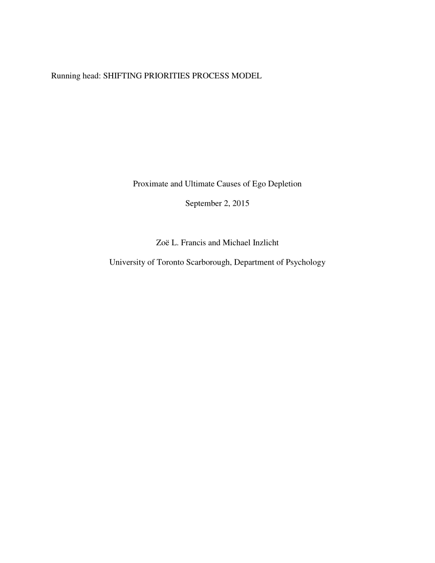 (PDF) Proximate and Ultimate Causes of Ego Depletion