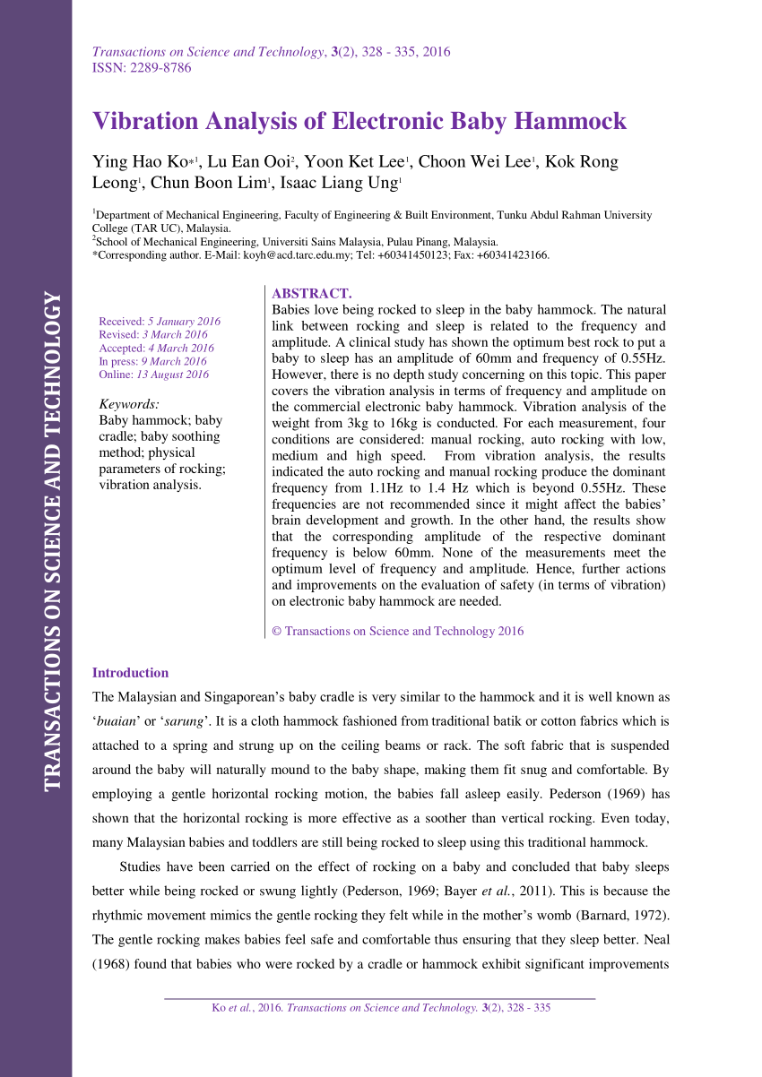 Pdf Vibration Analysis Of Electronic Baby Hammock