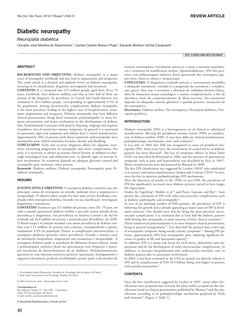 diabetic neuropathy review article pdf
