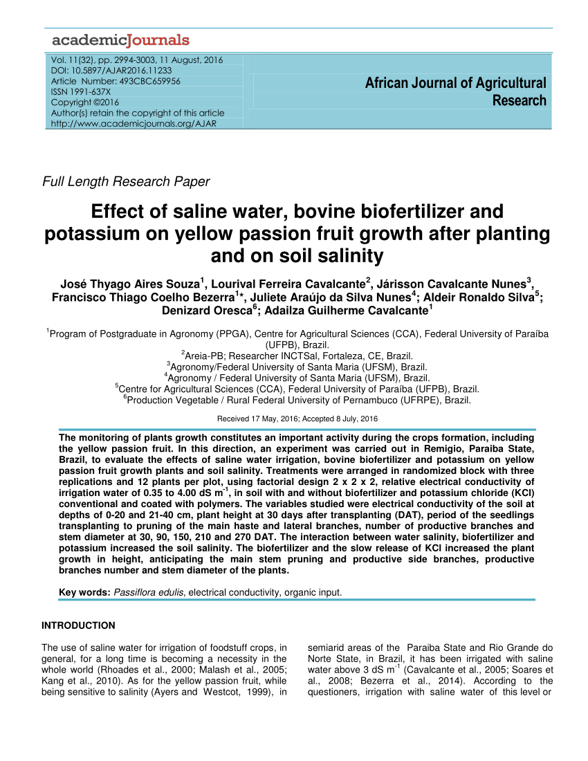 Irrigation with saline water and use of bovine biofertilizer in the growth  and gas exchange of cowpea
