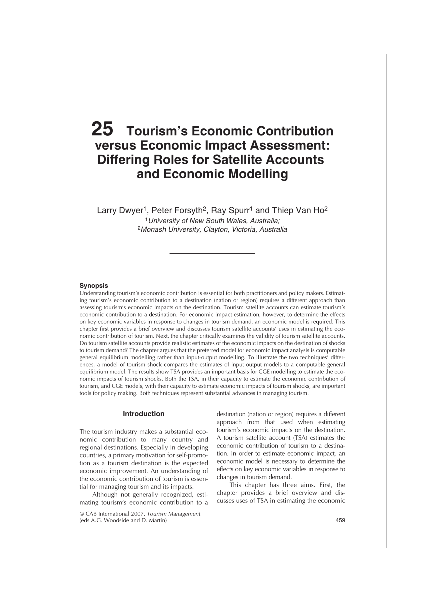 (PDF) Tourism satellite accounts and their applications in CGE modelling