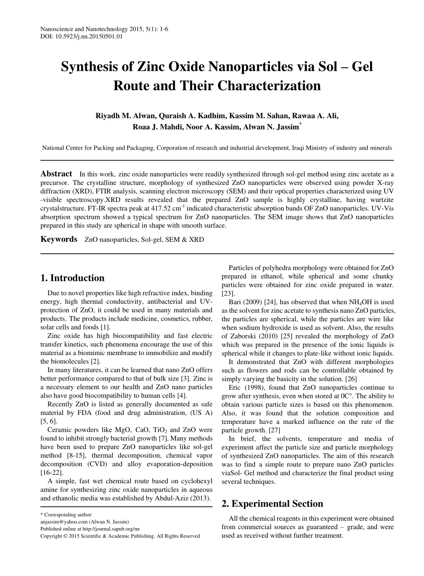 research paper of zinc