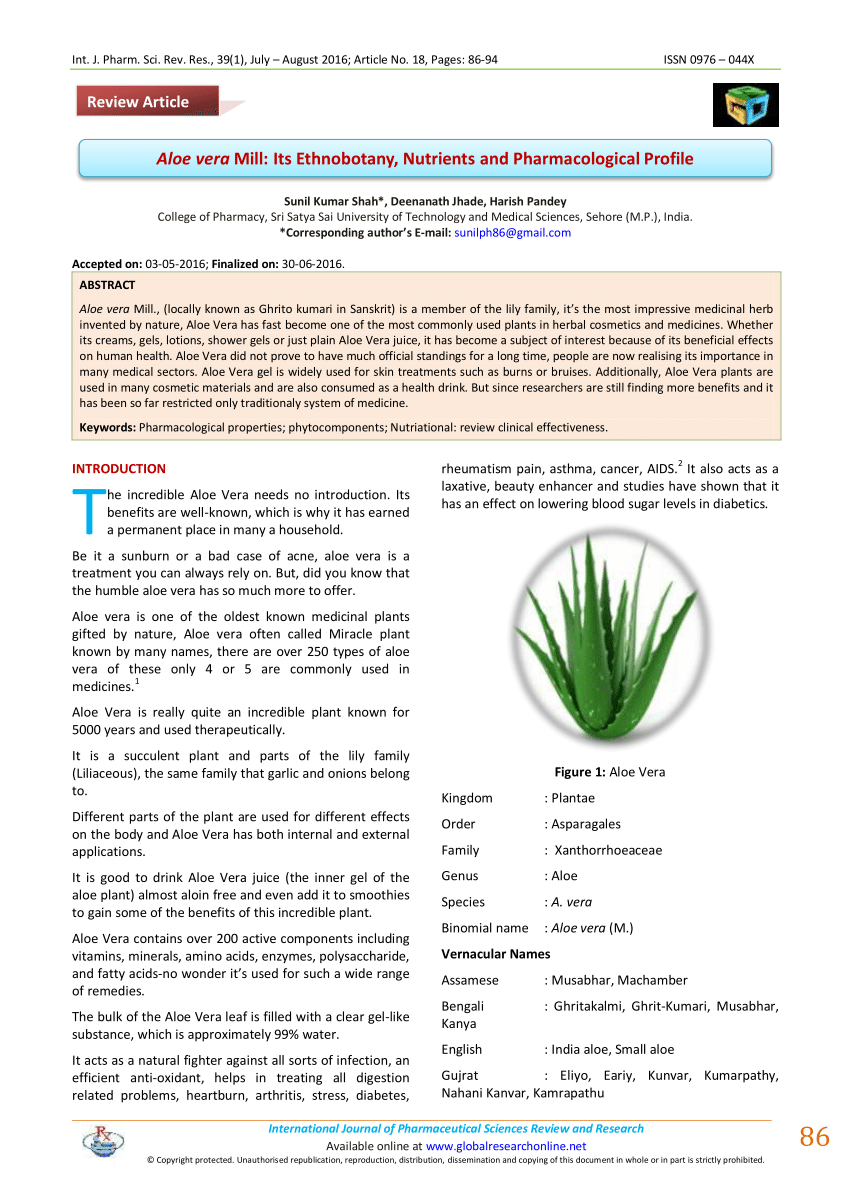 research article on aloe vera