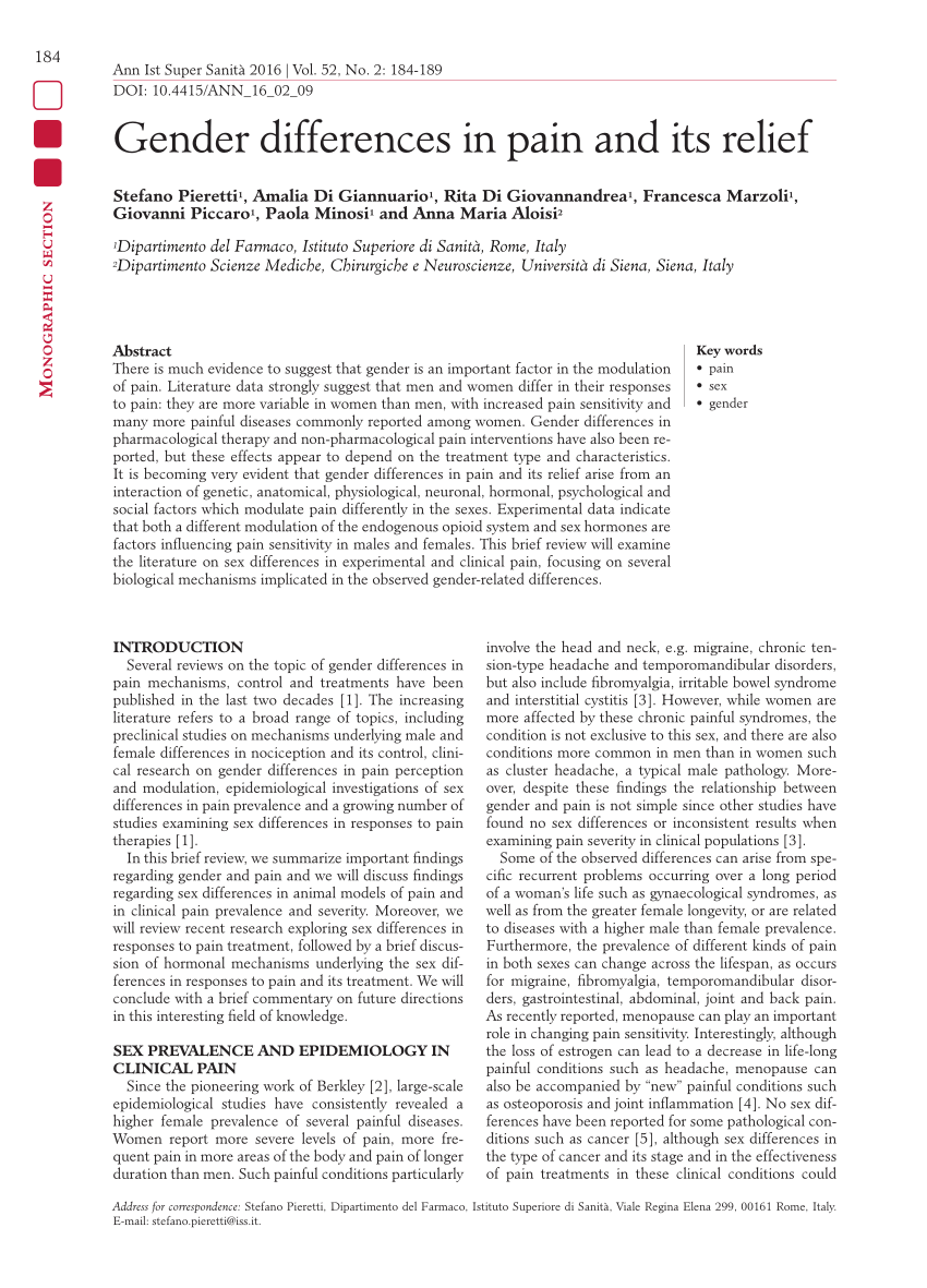 PDF) Gender differences in pain and its relief