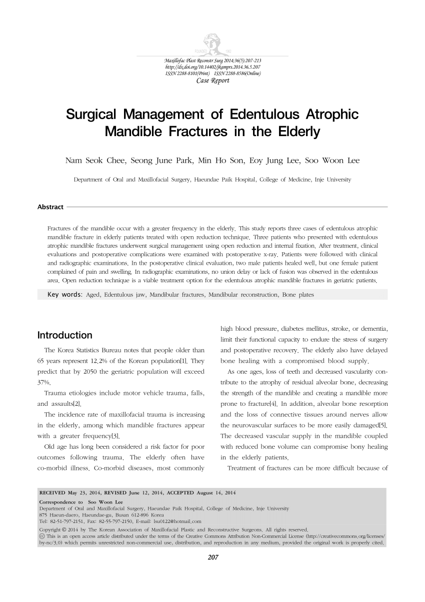 Mandibular Fracture Reduction with Eccentric Dynamic Compression Plate: New  Treatment for an Old Problem