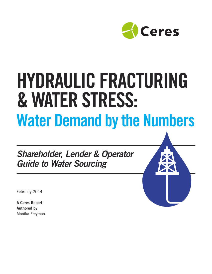 PDF) Hydraulic Fracturing and Water Stress: Water Demand by the Numbers