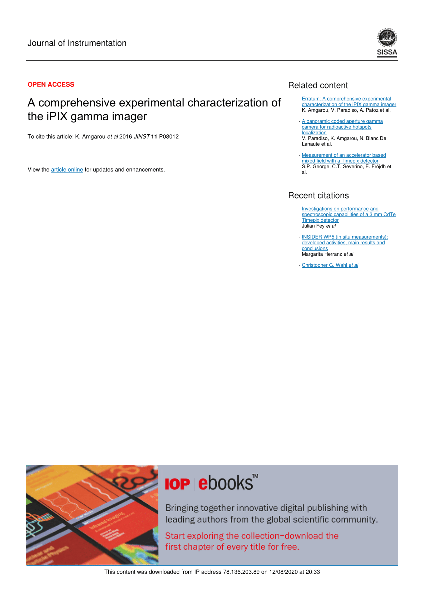 Pdf A Comprehensive Experimental Characterization Of The Ipix Gamma Imager