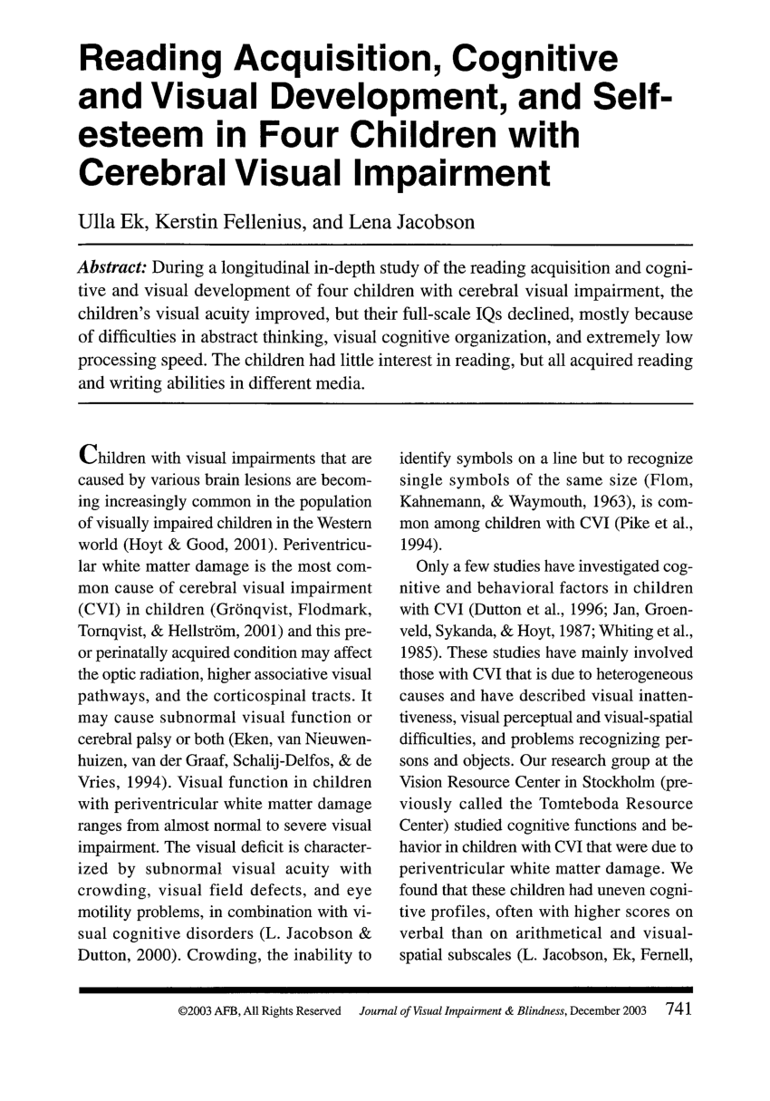 (PDF) Reading Acquisition, Cognitive and Visual Development, and Self