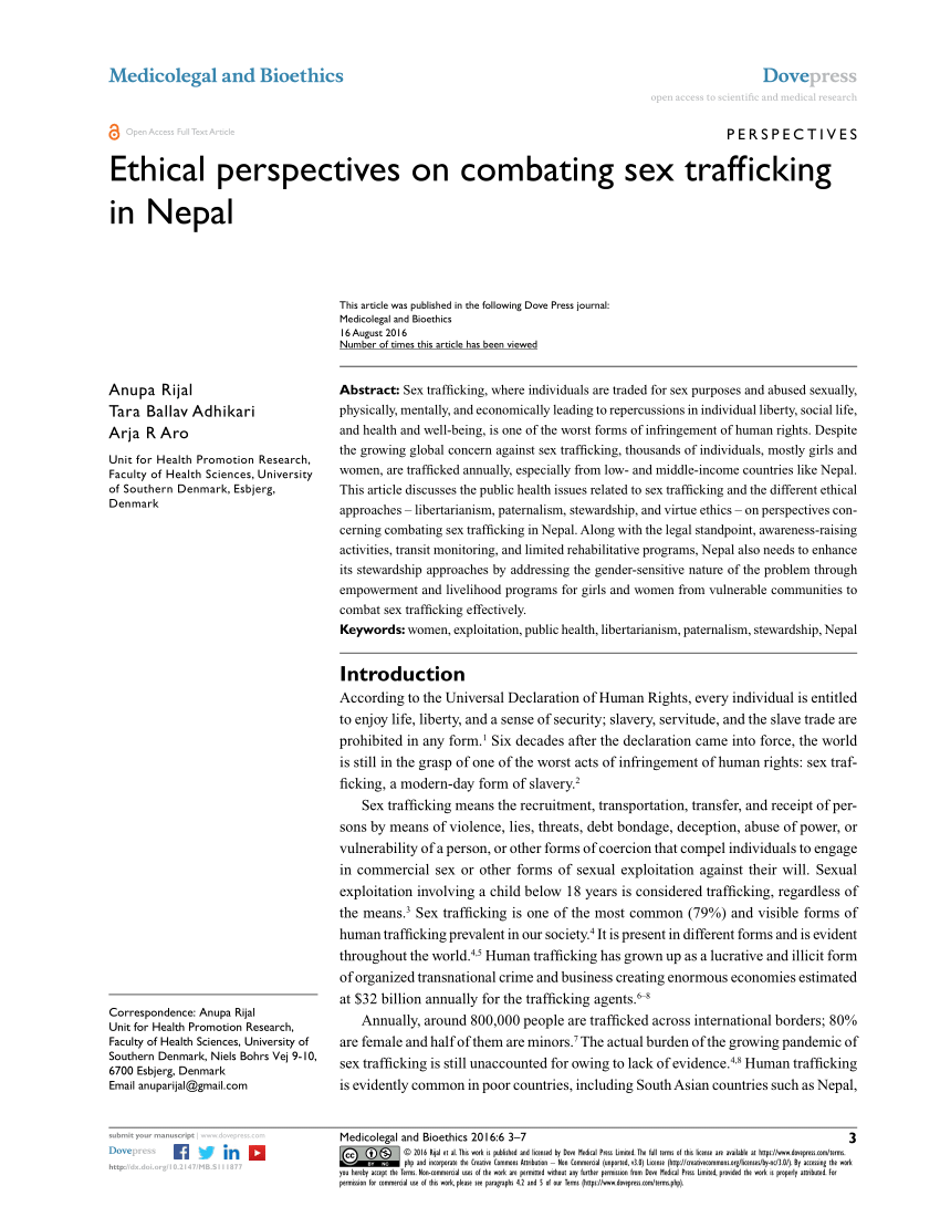 PDF) Ethical perspectives on combating sex trafficking in Nepal