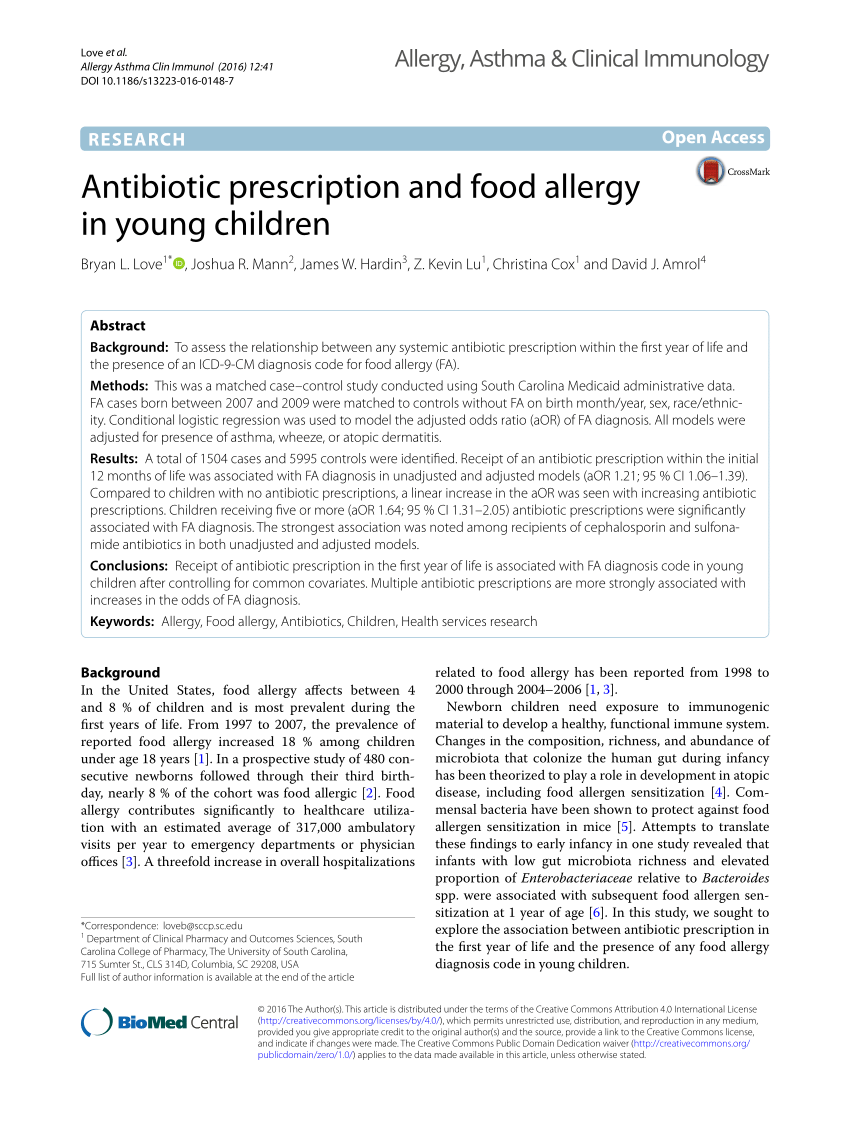 Pdf Antibiotic Prescription And Food Allergy In Young Children