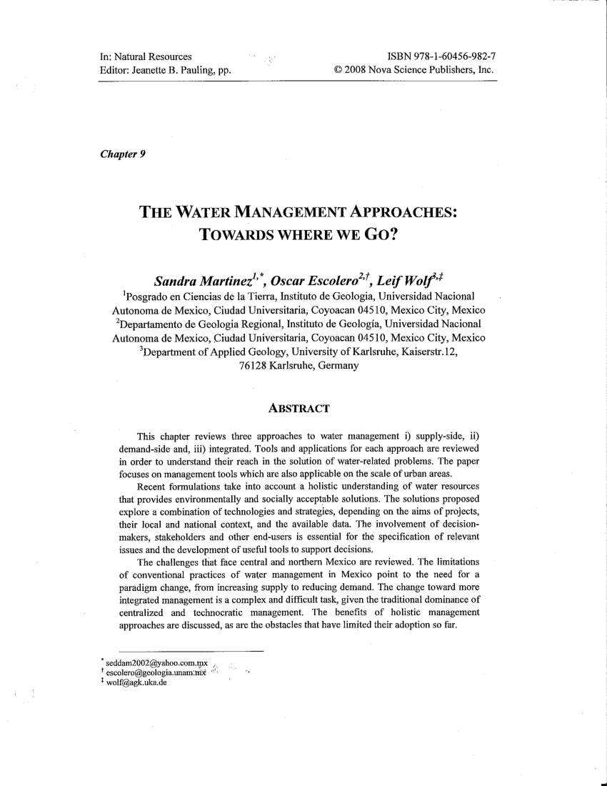 literature review on water management